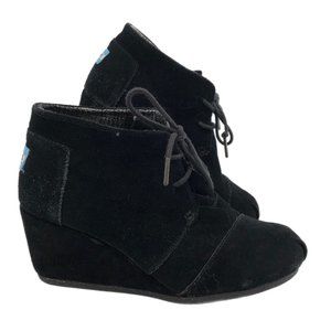 Toms Black Suede Wedges | Lace Up Closure